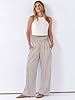 ANRABESS Womens Striped Gingham Palazzo Pants Wide Leg High Waisted Lounge Pajama Pants Cute Casual Trousers with Pockets Brown White Stripe Medium #4