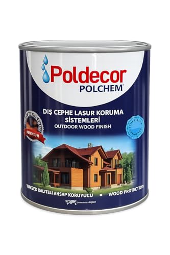 Poldecor Polchem Dış Cephe Ahşap Koruyucu Lasur, Şeffaf, UV Dayanımlı, Su İtici, Vernik Koruma Sistemi, 0.75 L