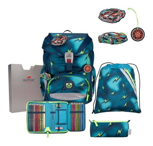 Cartable DerDieDas ErgoFlex Magic Light ensemble bleu pour le chemin de l'école