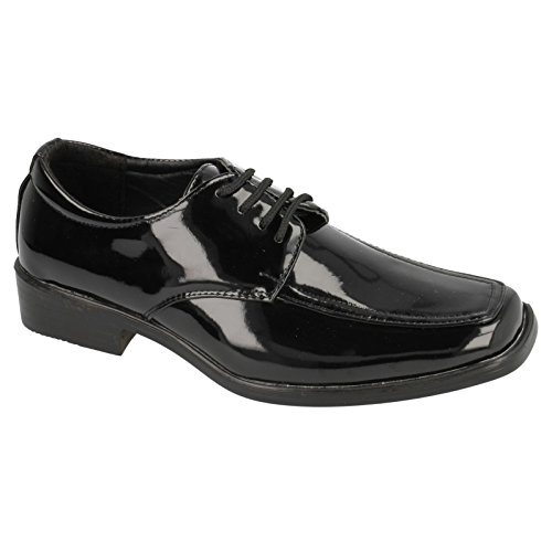 JCDees - Zapatos de Vestir con Cordones Modelo Apron Vamp para niños (35 EU) (Negro Charol)