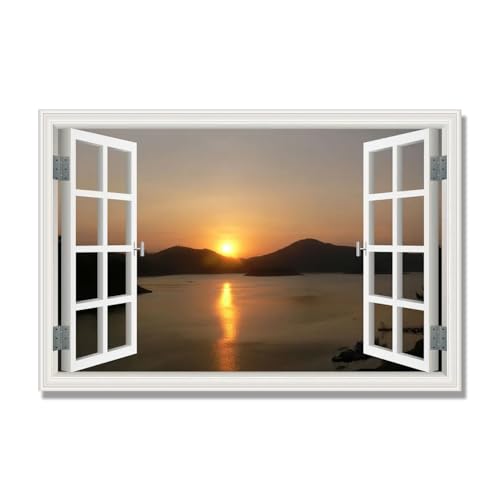 NHLDZYH Marco Interior. Ventana Falsa Decorativa - Cuadro de Lienzo con Paisaje para Interior - Decoración para Hogar, Oficina o Comercio - Listo para Colgar. C174. 30x45cm.