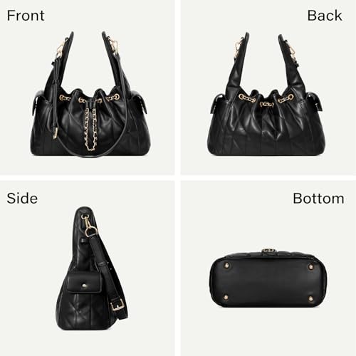 Bolso tote acolchado de cuero para mujer con correa ajustable miniatura 6
