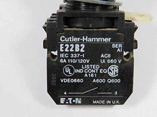 Cutler-Hammer E22XB51A Selector Switch 22mm 1NO 2-Position Black Knob