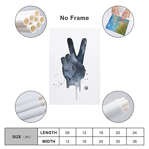 Kotian Peace Sign Wall Art Peace Fingers Minimal Decor Graphic Hand Signal Print World Peace Sign Watercolo Poster Decorative Painting Canvas Wall Art Posters For Room Aesthetic 08X12Inch(20X30Cm) #TOP1