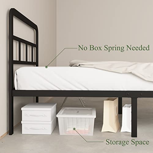 Maenizi Twin Xl Bed Frame With Headboard, 14 Inch Twin Xl Bed Frames No Box Spring Needed Support Up To 2500 Lbs, Noise Free, Easy Assembely, Black #TOP5
