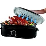16QT Electric Roaster Oven, Non-Stick Countertop Turkey Roaster Oven with Self Basting Lid & Warm Function, Removable Pan & Rack, 1450W, Stainless Steel, Black