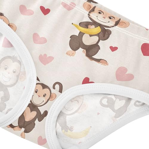 Wusikd Monkey Heart Girls' Underwear Cotton Cute Animal Girls Briefs Soft Toddler Underwear 2T4
