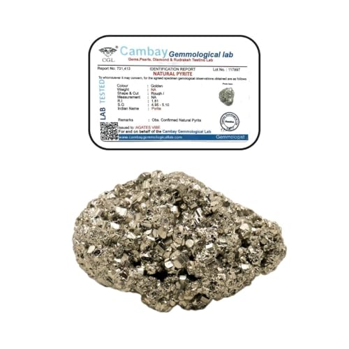 Image of Natural Pyrite Stone Cluster - Original Iron Pyrite Gold Rock Crystal for Wealth, Willpower & Manifestation | High Energy Reiki Healing Crystal for Meditation, Protection & Positive Energy
