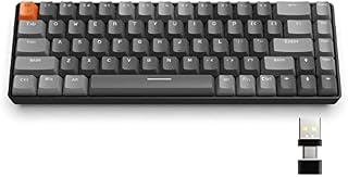 K68 60% Bezprzewodowa Mechaniczna Klawiatura do Gier,Bluetooth 5.0/2.4Ghz 68 Klawiszy Kompaktowa Klawiatura z Odbiornikiem w Dwóch Trybach,Hot Swap,Niebieskie przełączniki,na PC,PS4(Ciemny Szary)