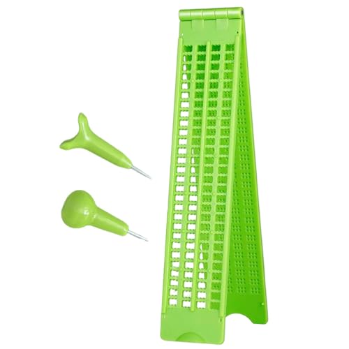 Escritor Braille, Pizarra Braille con 2 Lápiz Óptico 4 Líneas Escritor de 28 Celdas Máquina de Escribir Portátil para Escuela para Ciegos, Persona Ciega, Verde