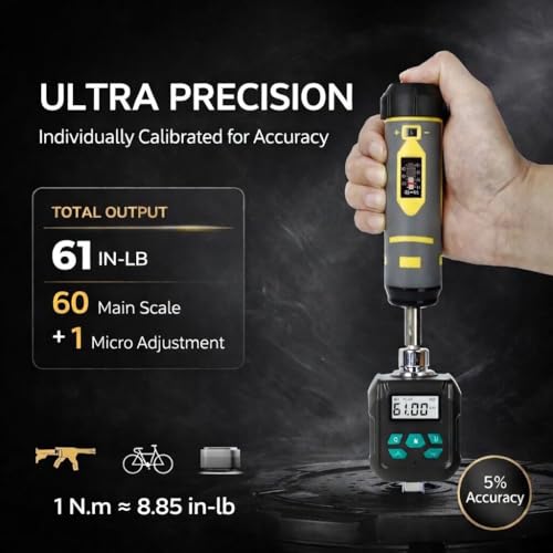 Image of Torque Wrench Screwdriver Set,10-70 Inch Pounds, 40 S2 Bits - Hex,Torx, Flat,Phillip,Square and Torx Security Bits for Accurizing Scope Mounting, Bicycle Repairing and Maintenance (42PC)