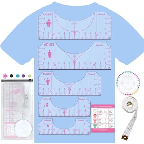 Vowlove Tshirt Ruler Guide Set for Cricut, Shirt Measurement Centering Tool
