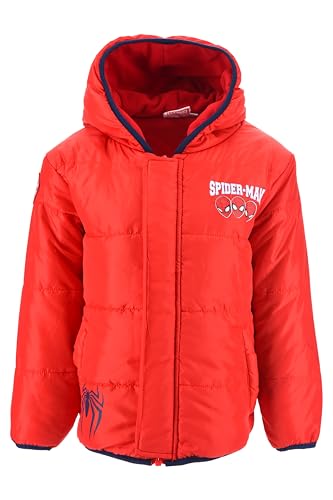 Marvel Spiderman Abrigo para Niños, Chaqueta Acolchada de Invierno Cálida y Suave, Abrigo con Capucha para Niños, Tallas 3 a 8 Años (FR/ES, Edad, 8 años, Regular, Rojo)