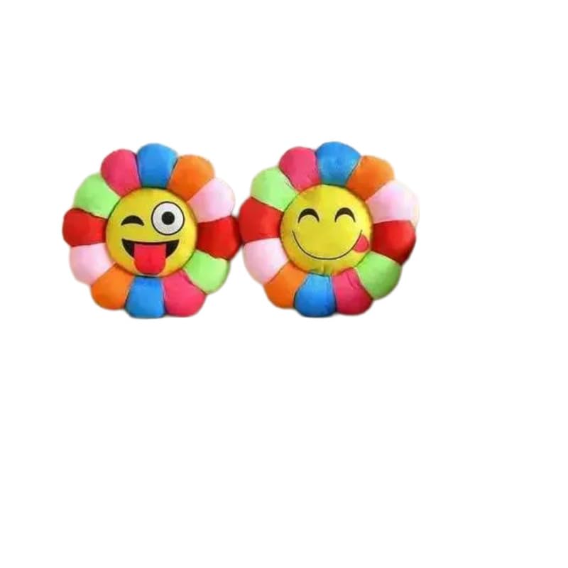 Om Creation's Beautiful Sunflower Emojis Microfiber Filling and Cotton Material Cushions (Set of 2 pc)_12-image-46