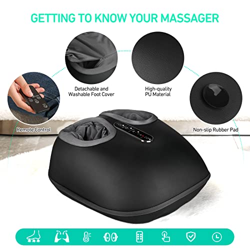 Neuksso Foot Massager With Heat, Shiatsu Deep Kneading Foot Massager Machine With Multiple Massage Modes & Adjustable Air Intensity For Home And Office Use, Fits Feet Up To Men Size 12 (Black) #TOP4