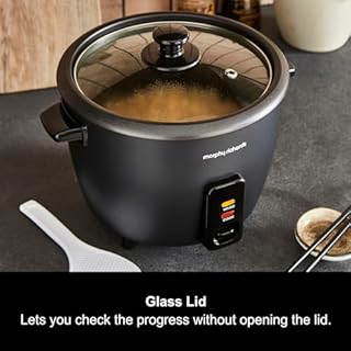 Morphy Richards Rice Cooker, 1.5L, 8 Cups, Compact, Automatic Cooking, User Friendly, Non-stick Aluminum Inner Pot, Glass Lid, Easy Clean, Keep Warm, Includes Steam Tray and Accessories, 471001