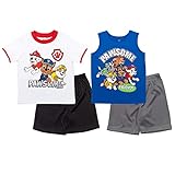 Nickelodeon Paw Patrol Toddler Boys Athletic Mesh 4 Piece Tank Top T-Shirt Shorts Set 3T