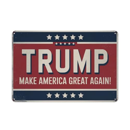 Trump Make America Great Again tin sign Vintage Political Campaign metal sign print Suitable for room bathroom cave bar cafe garage garden and outdoor decoration 8X12 inch