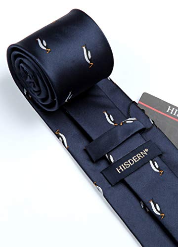 Image of HISDERN Ties for Men Classic Animal Tie and Pocket Square Set Jacquard Woven Silk Neckties Handkerchief Wedding Party