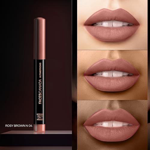 Image of FACES CANADA Ultime Pro HD Intense Matte Lips + Primer - Rosy Brown N04, 1.4g | 9HR Long Stay | Primer Infused For Flawless HD Matte Finish | Intense Color Lightweight Silky Smooth Cream Application