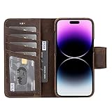 BLACKBROOK iPhone 14 Pro Max Detachable Wallet Case with MagSafe Compatible - (2 in 1) Burkley Full Grain Leather Case Set for iPhone 14 Pro Max (6.7') - 4 Credit Card Slots, Cash & Clear ID Pockets