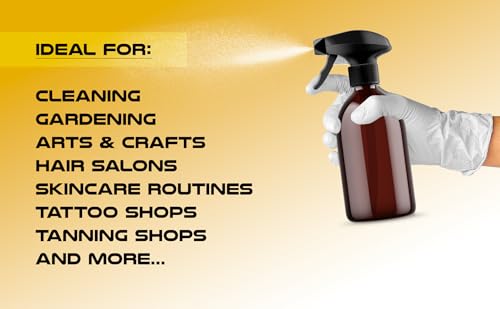 McKLords - Packung mit 6 bernsteinfarbenen leeren Kunststoff-Wassersprühflaschen zur Reinigung, 500 ml – leere Sprühflaschen mit Handauslöser für Gartenarbeit und Hausreinigung – robuste industrielle