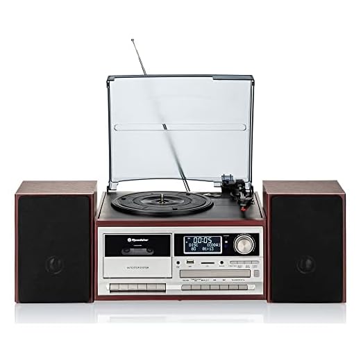 Roadstar HIF-8892DBT Equipo de Música Hi-Fi Vintage Tocadiscos 33/45/78 RPM, Radio Dab/Dab+/FM, Reproductor CD-MP3, Cassette, Bluetooth, Puerto USB y Tarjeta SD, Mando a Distancia, Retro, Madera