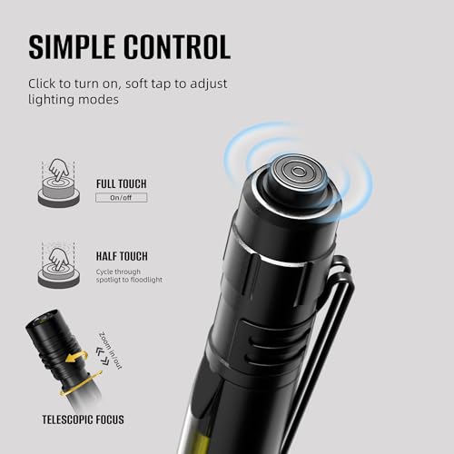HOKOILN Pen Light, 800 Lumens Pocket EDC Flashlight Rechargeable, Dual Light Sources, Bright Pen Flashlight, Waterproof Handheld Flash Lights with Clip for Home, Emergencies (1, Midnight Black) by HOKOILN - Image 4