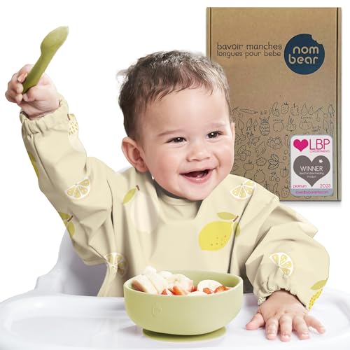 Nombear ® Bavoir Manches Longues pour Bebe - Bavoirs Bebe Imperméable, Tablier Bebe pour Manger, Tablier Enfant Repas, Bavoir DME, Blouse Bebe Repas