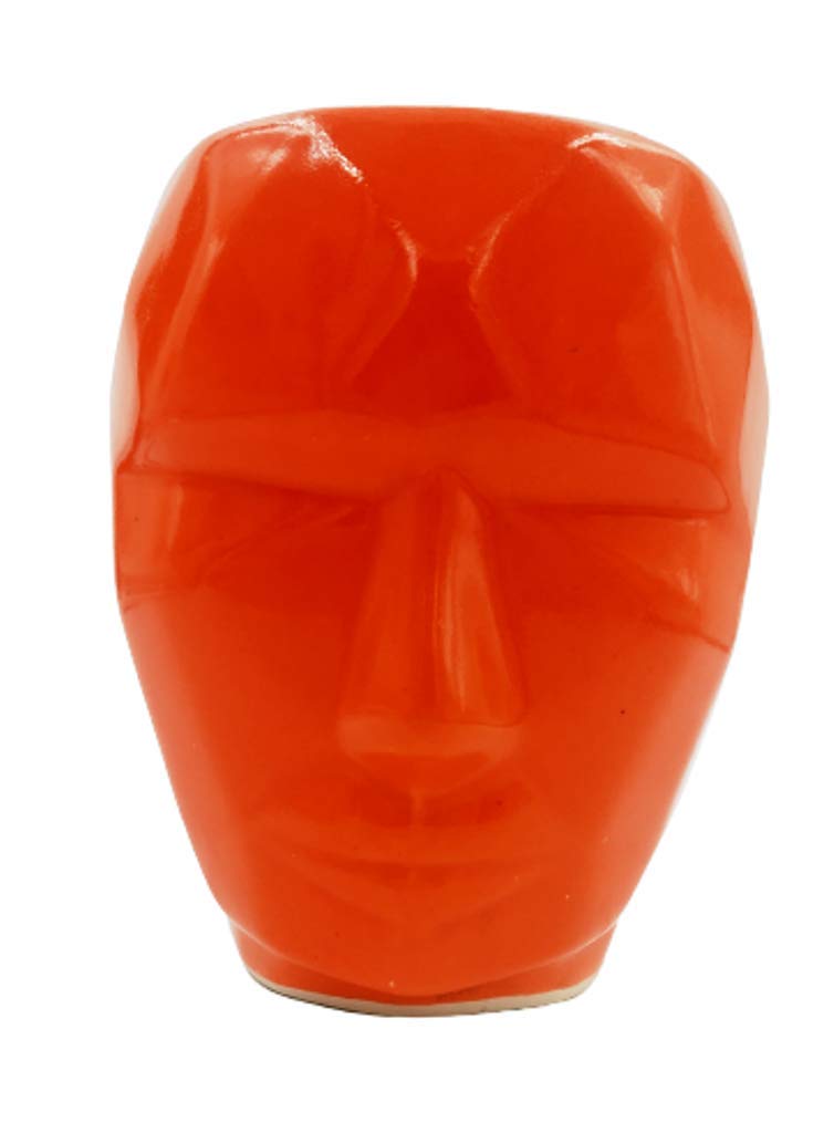 EarTechTable top Robot face Shaped Ceramic Planter-Orange ( 5Inch)