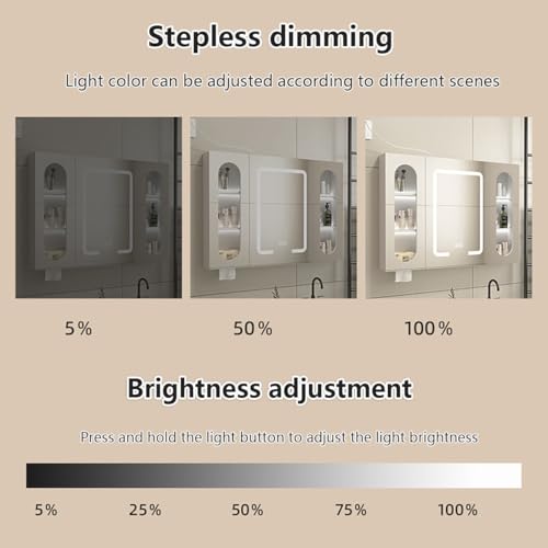 Miroir de salle de bain LED haut de gamme avec meuble gris suspendu