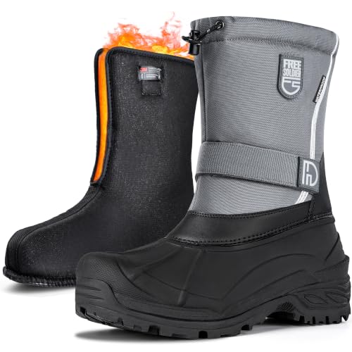Image of FREE SOLDIER Mens Snow Boots Insulated Waterproof Hiking Winter Shoes Nonslip Outdoor Ankle Cold Weather Boots with Warm Inner