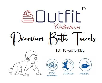 Image of Poly Cotton Bath Towel, Super Absorbent, Lightweight Soft, 270 GSM, Fade Resistant, 75 cm x 105 cm Medium, for Kids Boys /Girls, Pack of 1 (Orange)