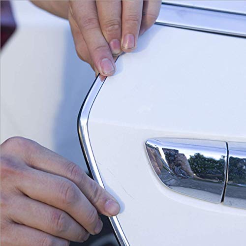 car door edge guards-HengJia Auto Parts 16FT(5M) door edge trim Rubber Seal Protector car edge trim with Fits Most Cars, No Glue Needed(electroplated Silver)…