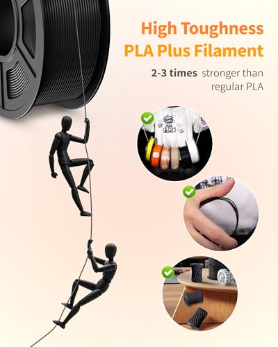 Image of TECBEARS PLA Plus Filament 1.75mm Bundle, 10kg PLA+ 3D Printer Filament Bundle, Black PLA Filament Bulk, 10 Pack 1kg Spool,Black