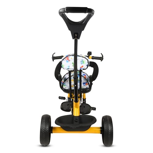 Image of Tricycle 1 Years to 5 Years with Removable Safety Guard and Parental Control Back Side Push Handle with Rubber Tyre for Kid's CR07 (Yellow 2)