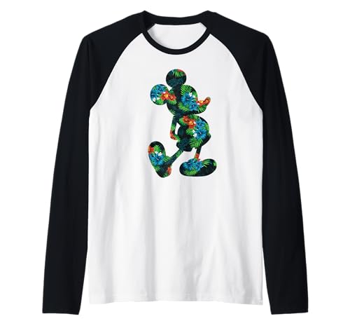 T-shirt baseball Mickey avec imprimé tropical unique et manches raglan