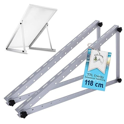 TTL HOME Solarmodul Halterung Alu 118 cm 46“ 2er Set 1 Paar - bis 600W - 0-90° Winkel einstellbar Montage & Befestigungs Set für Flachdach Aufständerung Balkonkraftwerk Solarpanel auf Dach
