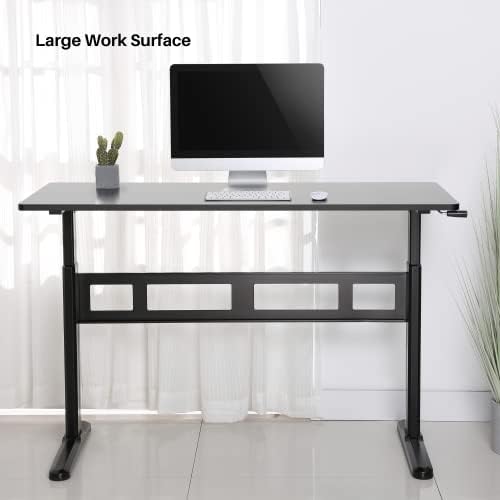 VonHaus Standing Desk with Desktop Height Adjustable Manual Crank  Ergonomic Sit-Stand Rising Work Platform - Manual Height Adjustment 74-121cm