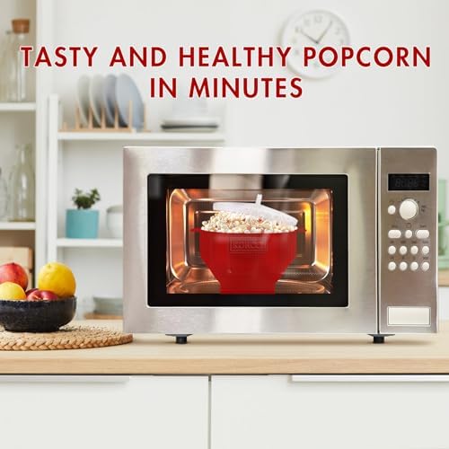 The Original Korcci Microwaveable Silicone Popcorn Popper, Microwave Popcorn Popper, Collapsible Microwave Popcorn Maker Bowl, No Oil Needed, Use In Microwave, Dishwasher Safe (Cherry) - 2