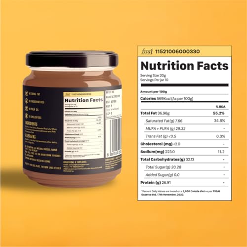 Image of Brawny Bear High Protein Peanut Butter Chocolate Flavour, Nut Butter - 10G Protein Per Serve, 100% Natural Sweetened with Dates, Healthy Chocolate Spread with No Added Sugar - 500 gm