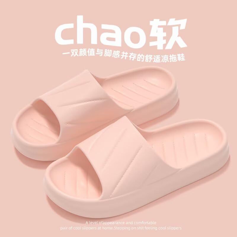 Non-Slip Quick-Dry Shower Slippers & Bath Sandals for Men Women, Ultra-Soft Cushion Thick-Soled EVA Shoes, Indoor Home Couple Slippers（Size：36-37，Pink）3