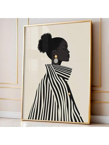 Tableau mural femme africaine grand format avec cadre pour habiller un mur vide