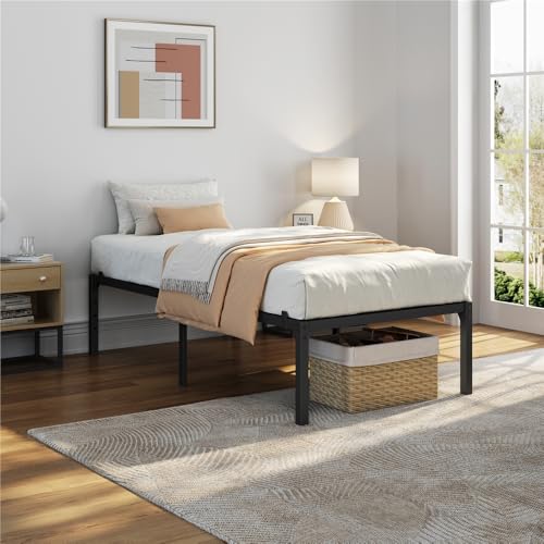 Yaheetech Rete Letto Singolo in Metallo 36,5 cm Senza Testiera per Camera da Letto in Ferro Battuto Moderno 90 x 200 cm