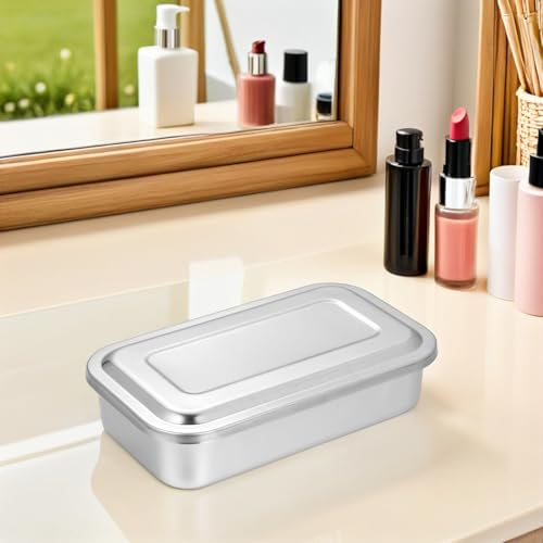 Boîte de rangement argenté instruments manucure acier inoxydable rectangulaire - 5
