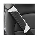 Osilly 2PCS Car Seat Belt Cover, Carbon Fiber Seatbelt Shoulder Protection, Soft Car Seat Belt Strap Cushion Protect Your Neck and Shoulder, Car Accessories Seat Belt Pad for Car Truck (White)