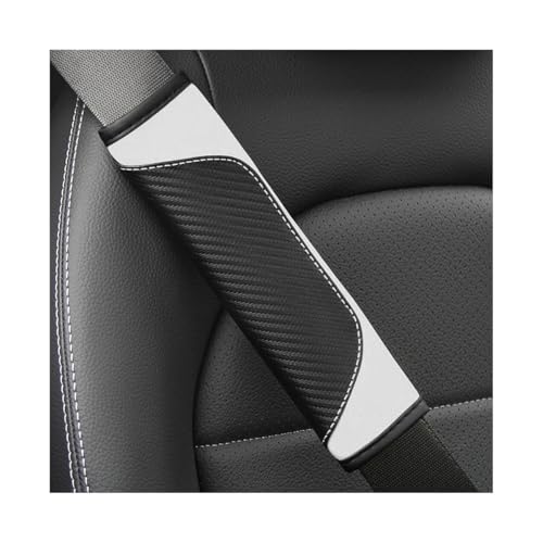 Image of Osilly 2PCS Car Seat Belt Cover, Carbon Fiber Seatbelt Shoulder Protection, Soft Car Seat Belt Strap Cushion Protect Your Neck and Shoulder, Car Accessories Seat Belt Pad for Car Truck (White)