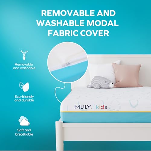 MLILY JAMA 5 Inch Kids Twin Size Mattress, Memory Foam Medium Firm, Made in The USA of US Foam and Global Materials, CertiPUR-US Certified, 75x38x6, Blue by MLILY - Image 3