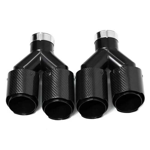 Tubo de escape doble de alta calidad con acabado de carbono negro brillante y boquilla de 65mm