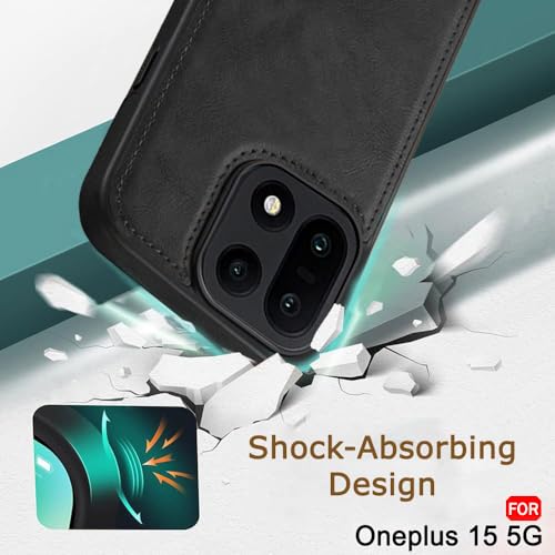 Image of TheGiftKart Genuine Leather Finish Back Cover Case for OnePlus 15 5G | ShockProof Design | Raised Edges for Camera & Screen Protection | Stunning Minimalist Design Back Cover for OnePlus 15 5G (Black)
